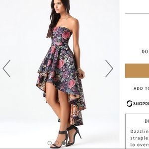 Bebe Floral Jacquard High-Low Dress